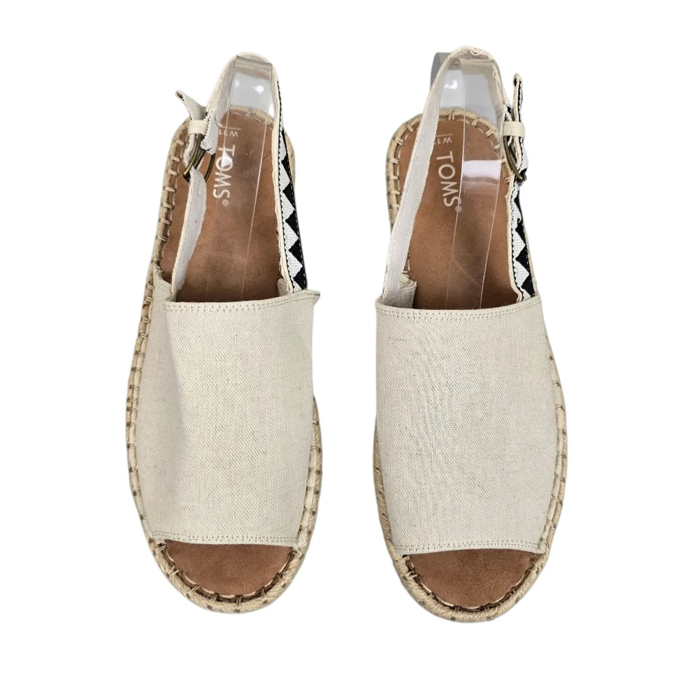 Toms Womens Clara Tan Canvas Slingback Espadrilles Shoe Size 11